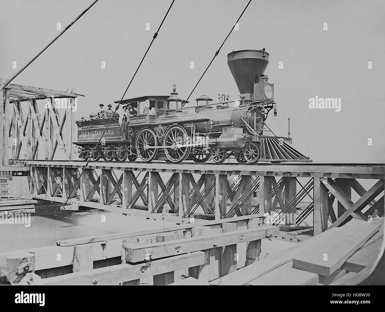 Stati Uniti Ferrovia militare motore durante la Guerra Civile Americana. Foto Stock