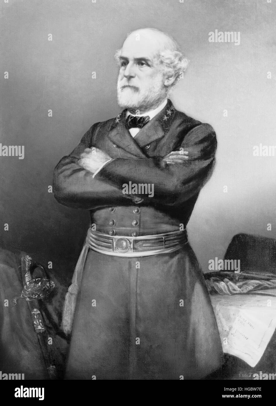 Tre-quarto ritratto di confederato generale Robert E. Lee. Foto Stock