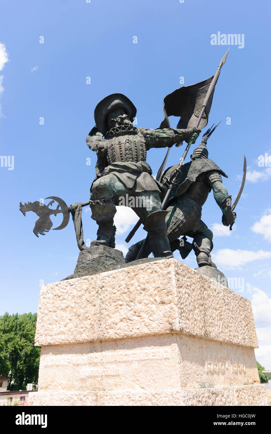 Györ (Raab): monumento del generale Adolf von Schwarzenberg, , Györ-Moson-Sopron, Ungheria Foto Stock