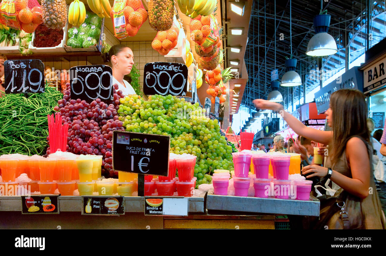 Il mercato della Boqueria, Barcellona Foto Stock