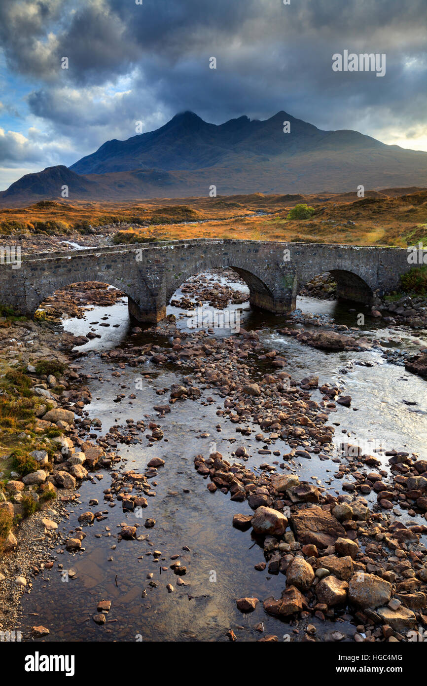 Ponte Sligachan sull'Isola di Skye. Foto Stock