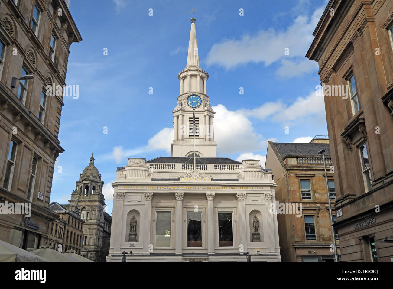 Ospedale Hutcheson, edificio, Ingram St, mercante, città, Centre, Hutcheson Street, Glasgow, Scozia, Regno Unito, G1 1SJ Foto Stock