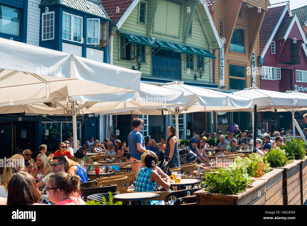 Porto storico magazzini, Stavanger, Norvegia, Scandinavia, Europa. Foto Stock