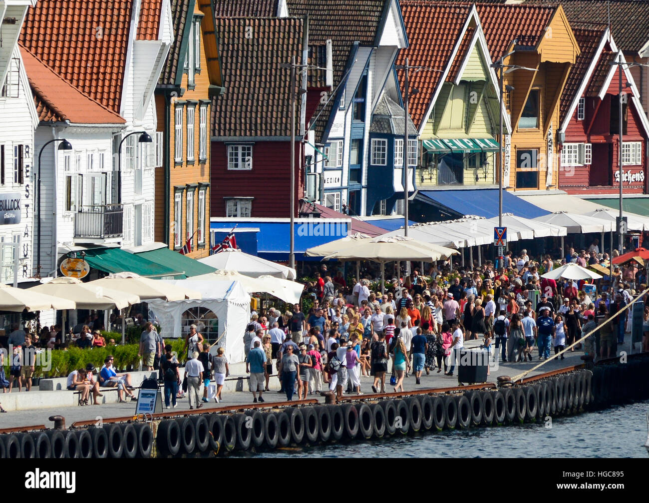 Porto storico magazzini, Stavanger, Norvegia, Scandinavia, Europa. Foto Stock