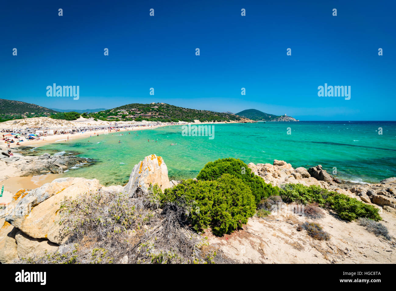 Panorama Delle Meravigliose Spiagge Di Chia Sardegna