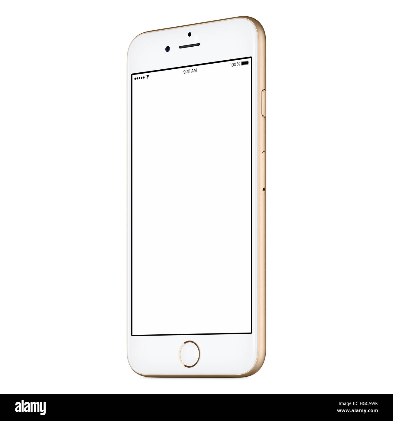 Oro mobile smartphone mock-up leggermente ruotato in senso orario con schermo vuoto isolato su sfondo bianco. Utilizzare questa smart phone mockup per portfolio Foto Stock Oro mobile smartphone mock-up leggermente ruotato in senso orario con schermo vuoto isolato su sfondo bianco. Utilizzare questa smart phone mockup per portfolio Foto Stock
