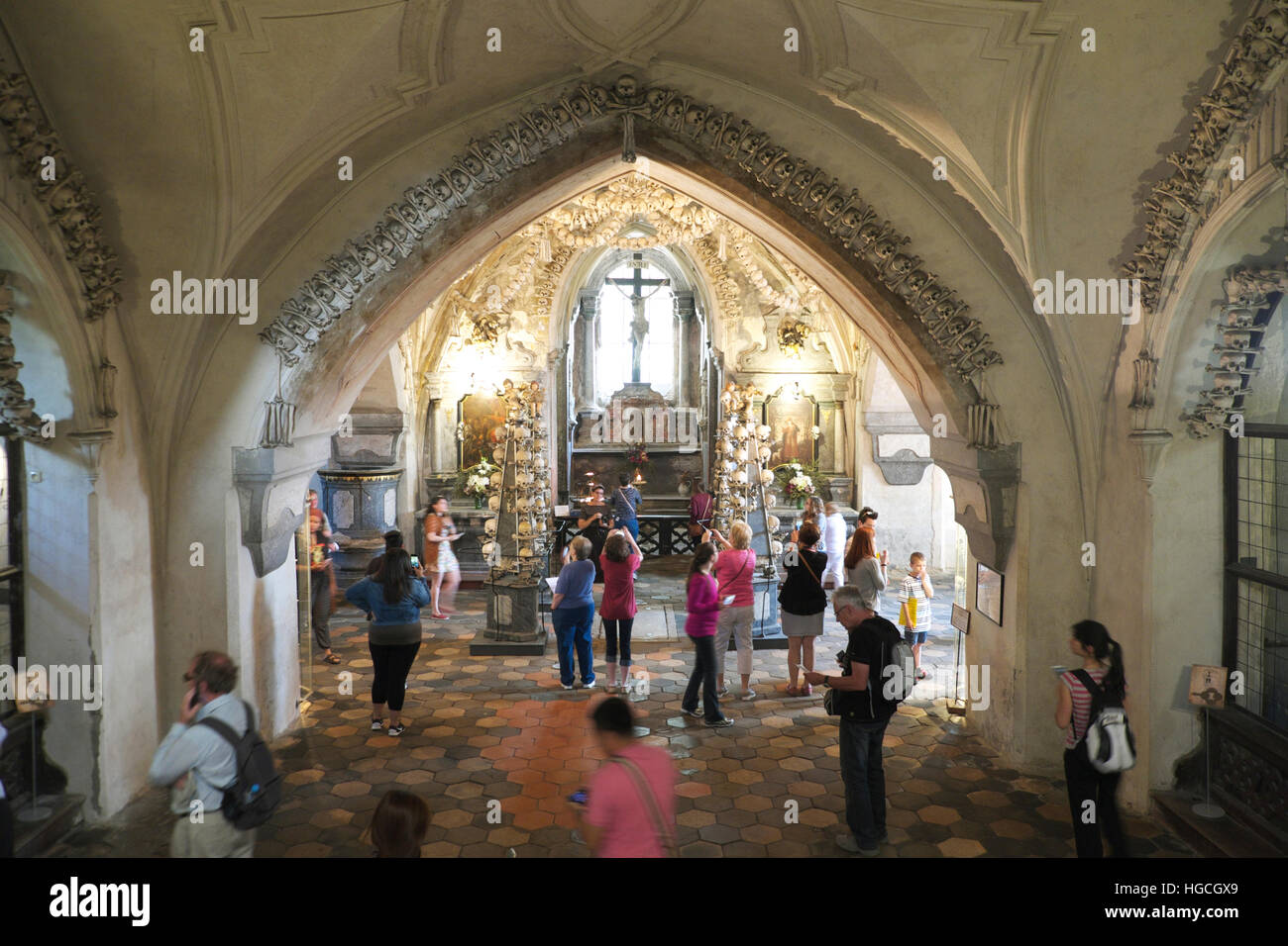 Sedlec Ossario Chiesa di osso, Kutna Hora Foto Stock