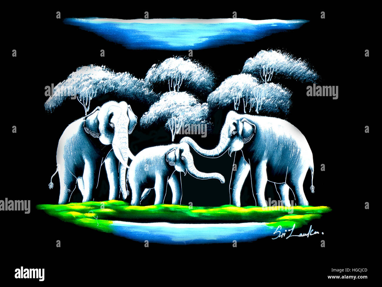 Il governo dello Sri Lanka a mano tradizionale fatta di Glitter arte Foto Stock