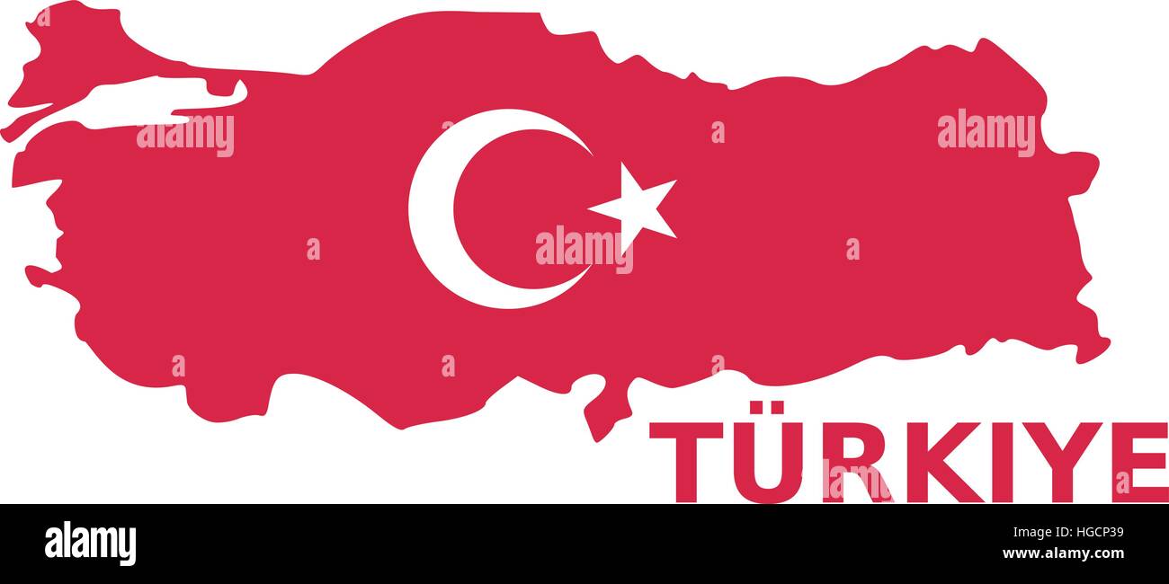 Mappa di Turchia con bandiera con türkiye Illustrazione Vettoriale