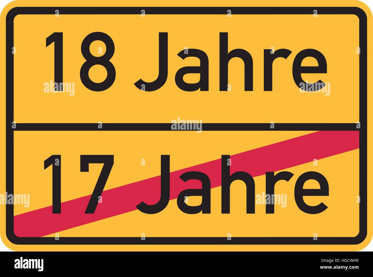 Diciottesimo compleanno - cartello stradale tedesco Illustrazione Vettoriale