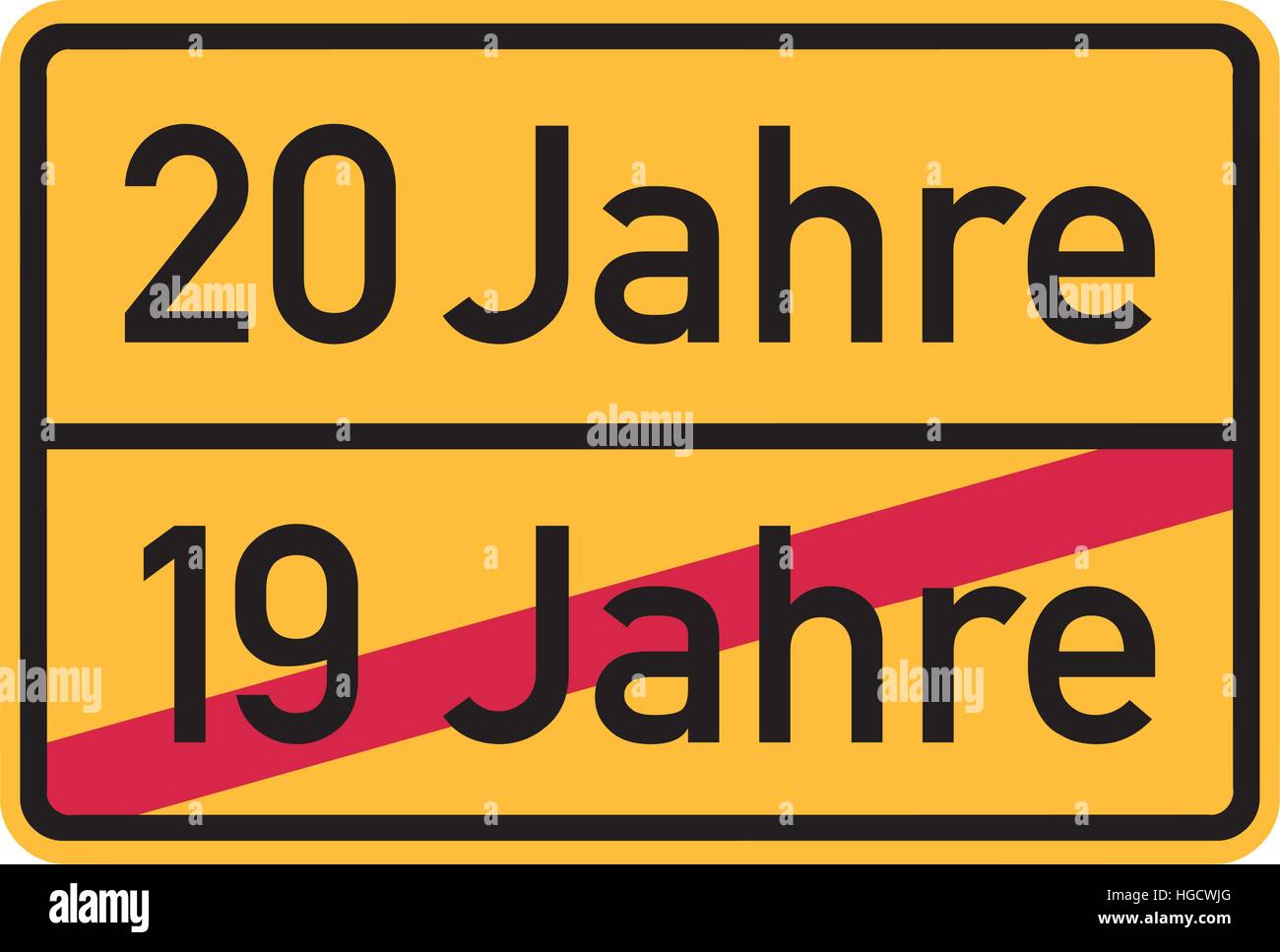 Ventesimo compleanno - cartello stradale tedesco Illustrazione Vettoriale