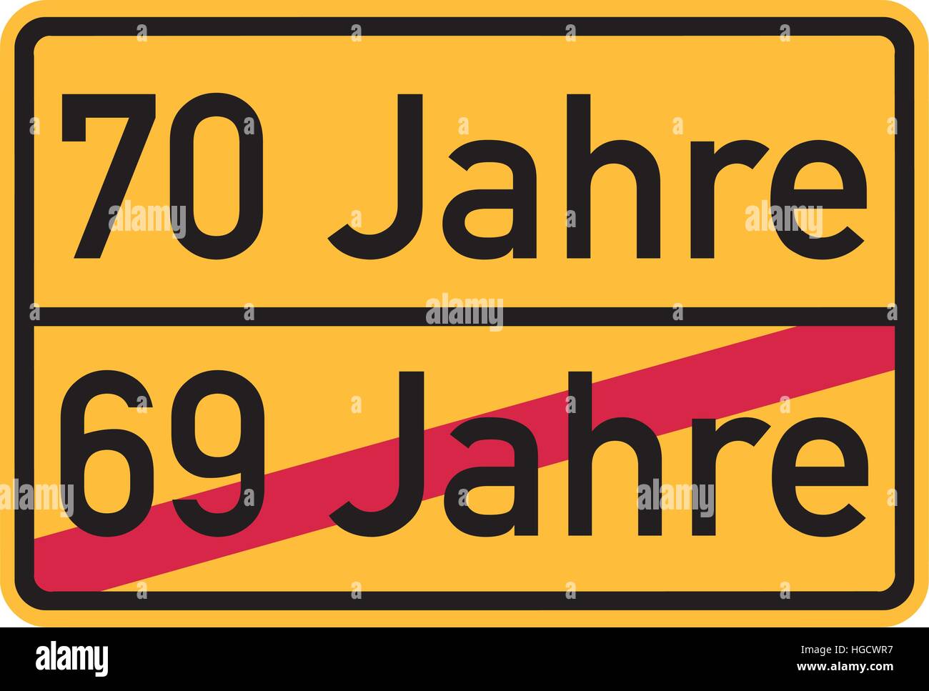 Settantesimo compleanno - cartello stradale tedesco Illustrazione Vettoriale