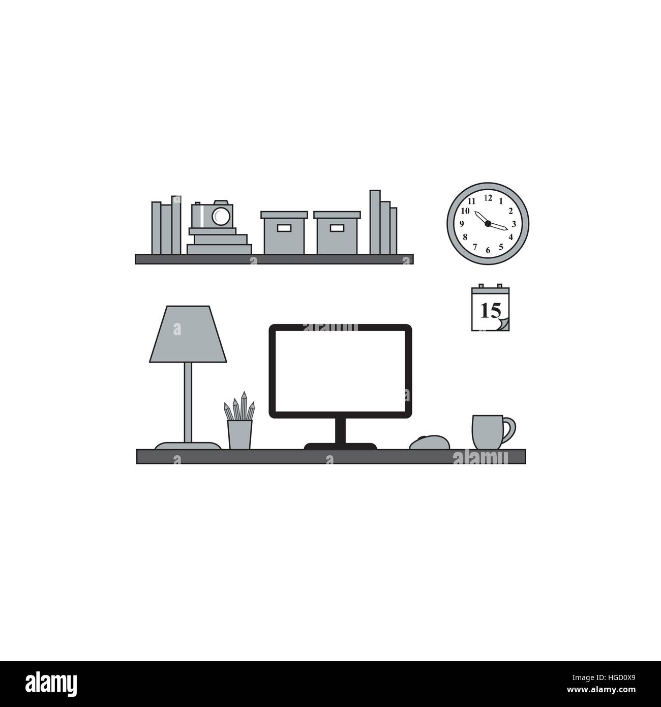 Homeoffice workstation - vektor stile piatto Illustrazione Vettoriale