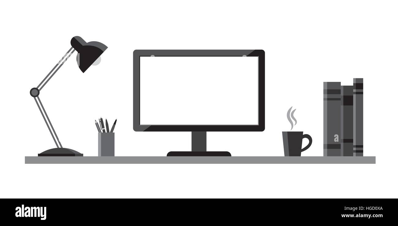 Moderna workstation - vektor stile piatto Illustrazione Vettoriale