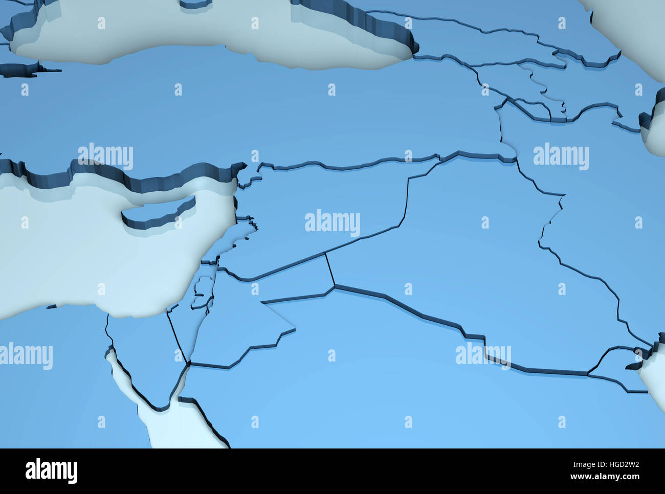 Medio Oriente 3D forma tridimensionale immagine Foto Stock