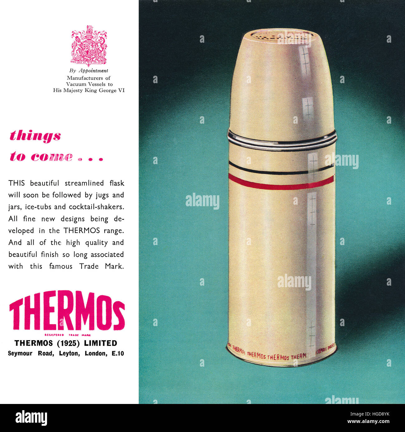 1946 British pubblicità per Thermos Foto Stock