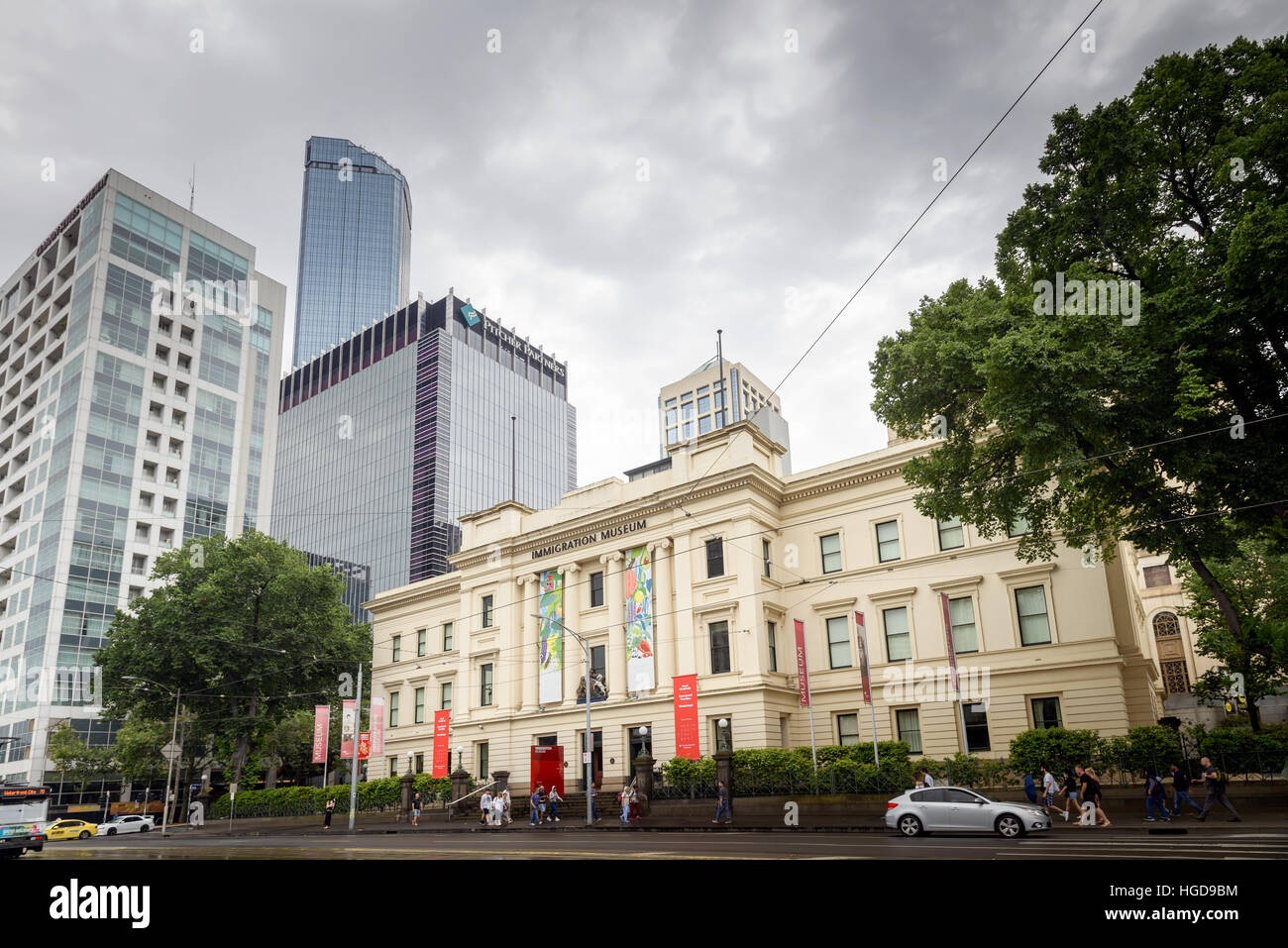 Melbourne, Australia - 27 dicembre 2016: immigrazione di Melbourne Museum su Flinders Street. Foto Stock