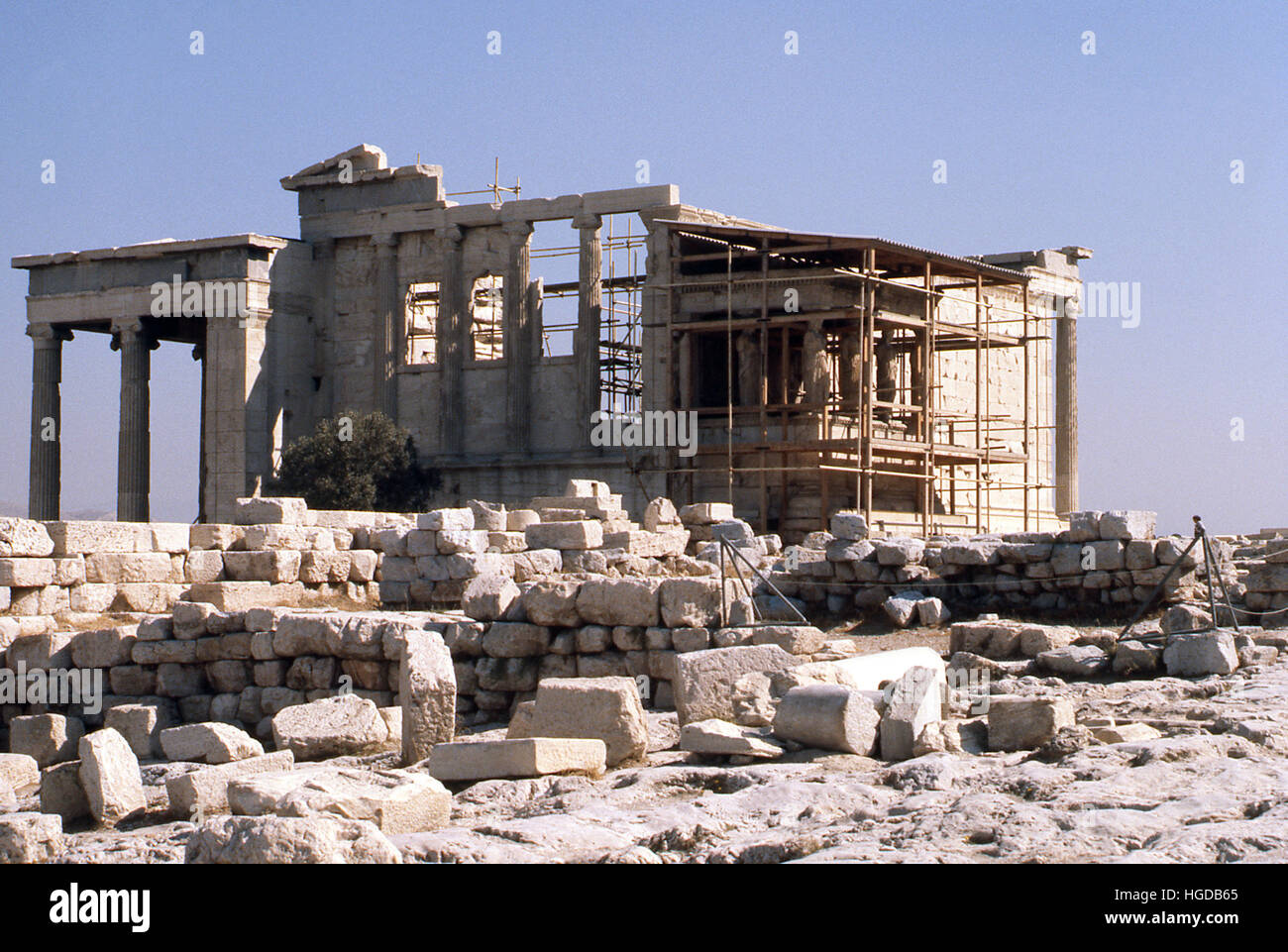 Acropoli di Atene rovina presso la maggior parte delle città in fase di ristrutturazione Foto Stock
