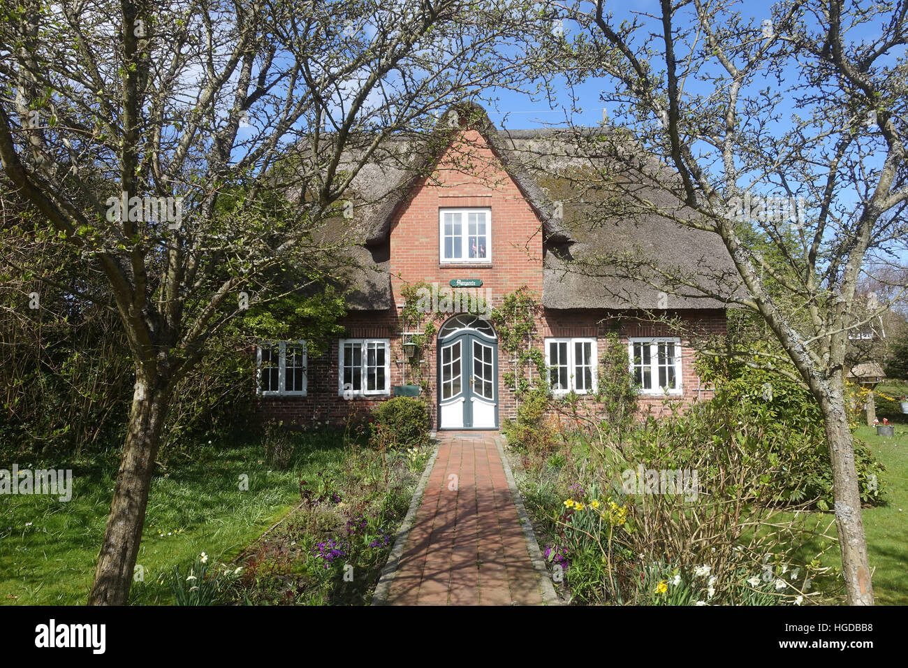 Tetto di Paglia house a Kampen, Sylt Foto Stock