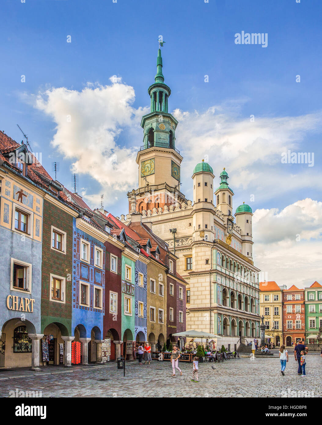 Case pittoresche e Square nella città di Poznan Foto Stock