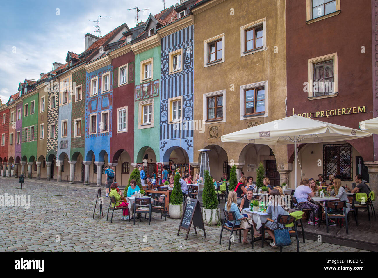 Case pittoresche e Square nella città di Poznan Foto Stock