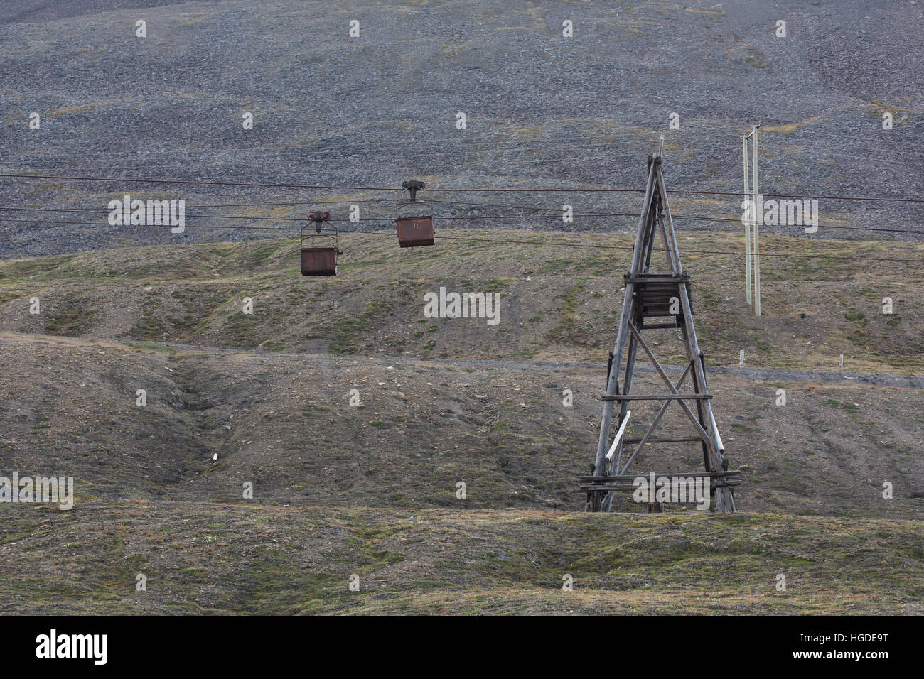 Spitsbergen, Svalbard Longyearbyen, mineraria Foto Stock