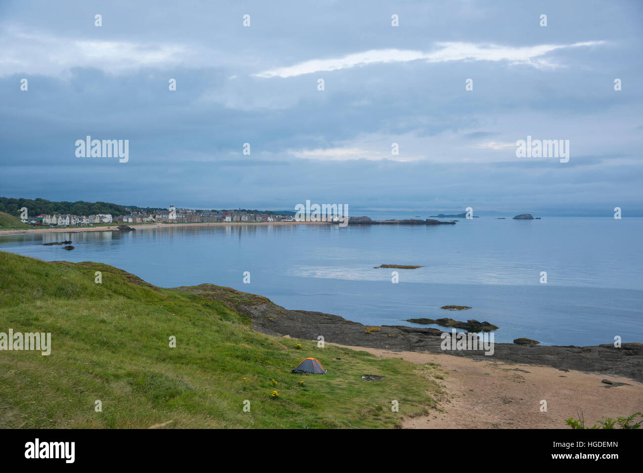 Regno Unito, Scozia, East Lothian, North Berwick, tenda lungo la riva del mare Foto Stock