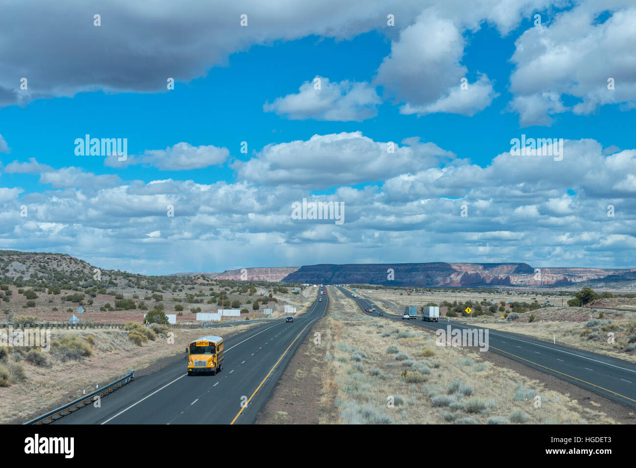 Interstate Highway 40, a est di Hoolbrook, Arizona, Stati Uniti d'America Foto Stock