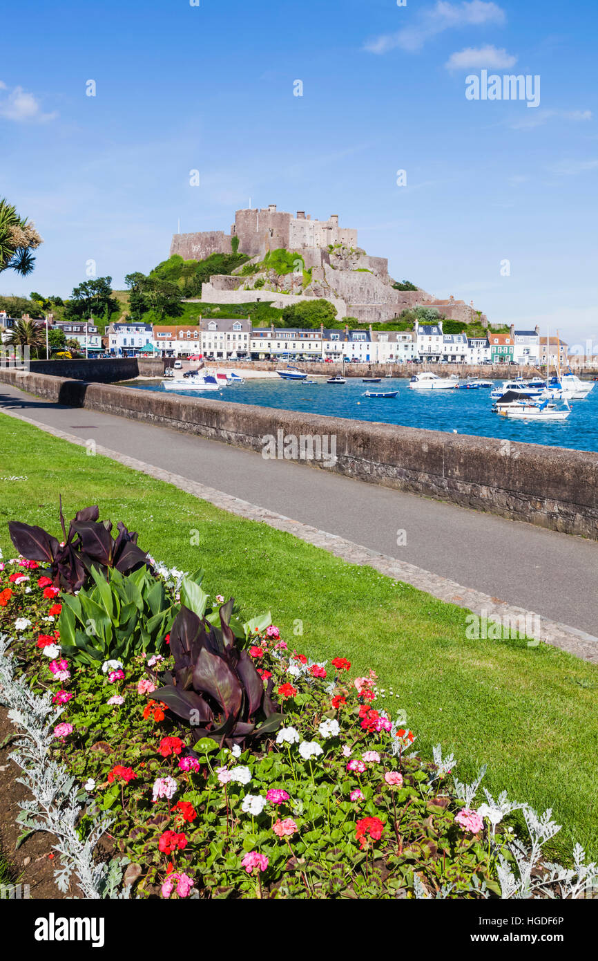 Regno Unito, Isole del Canale, Jersey, Gorey, Castello di Mont Orgueil Foto Stock