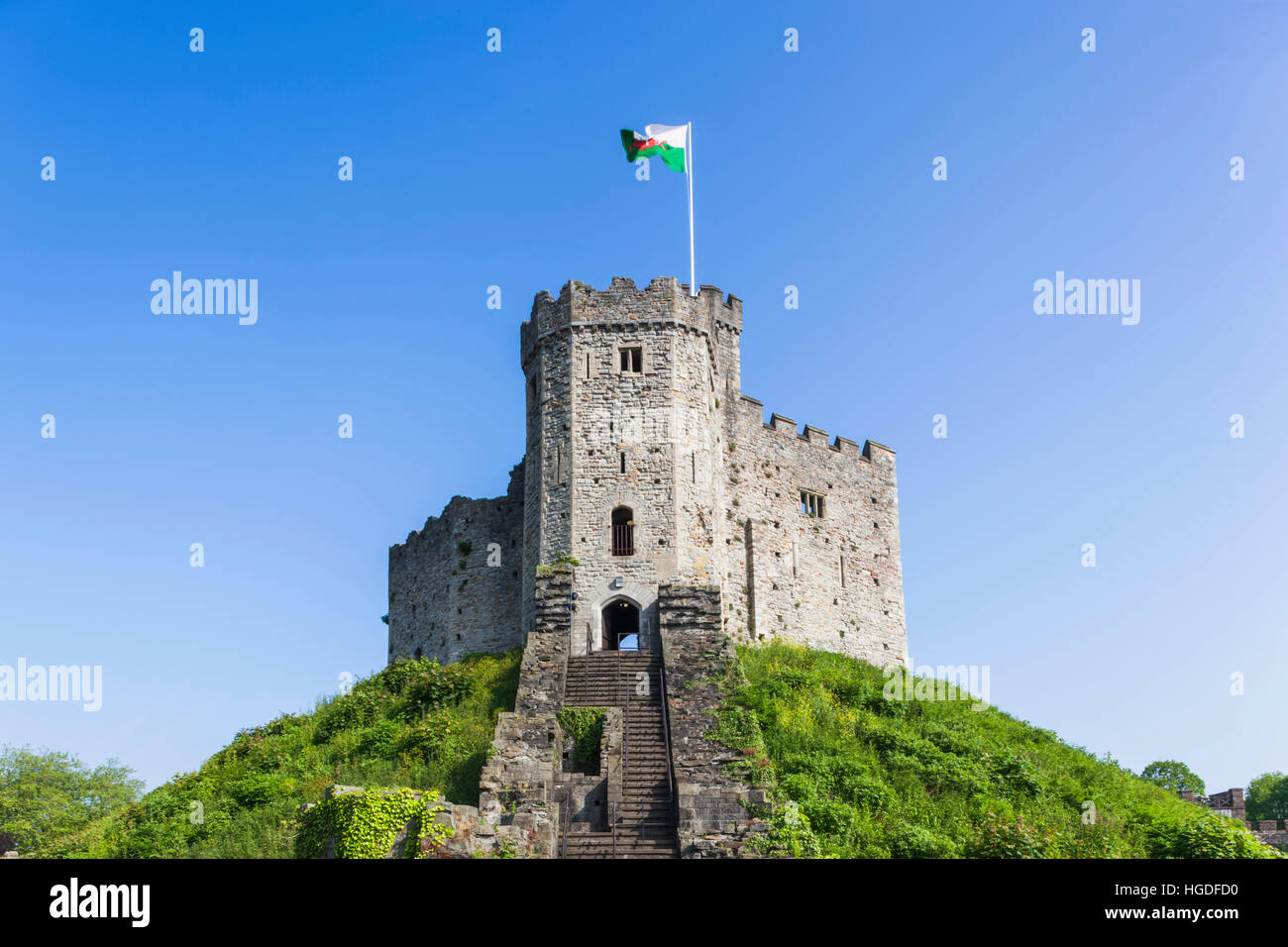 Il Galles, Cardiff, Castello di Cardiff, il normanno tenere Foto Stock