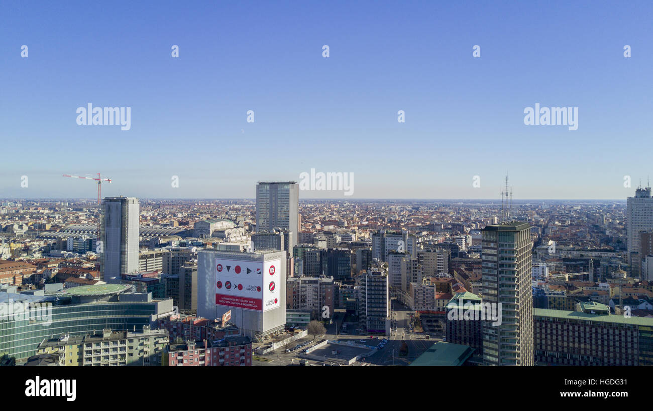 Vista aerea del grattacielo Pirelli, Milano, Italia. Foto Stock