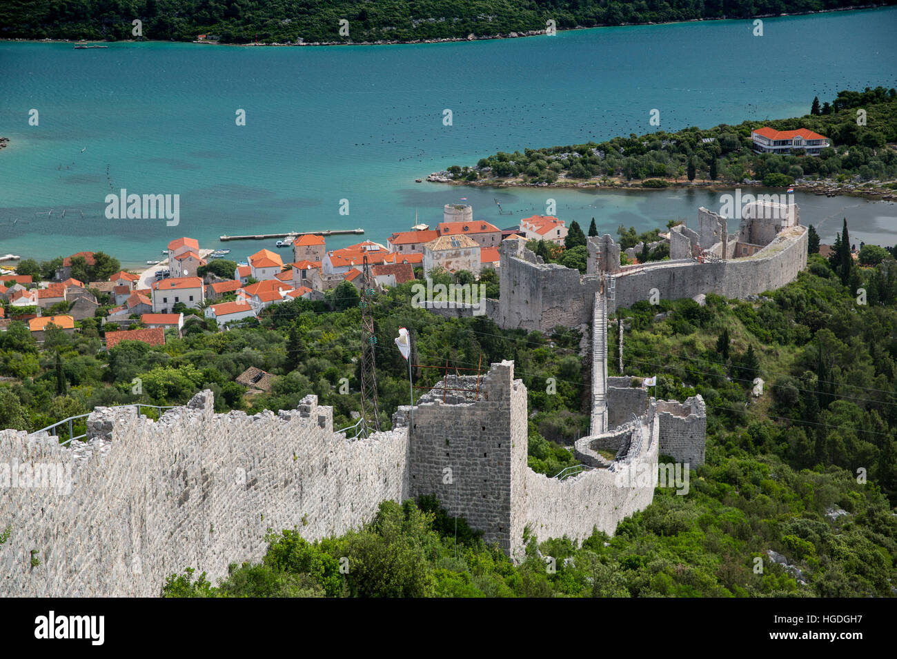 Cinta muraria di Mali Ston, Foto Stock
