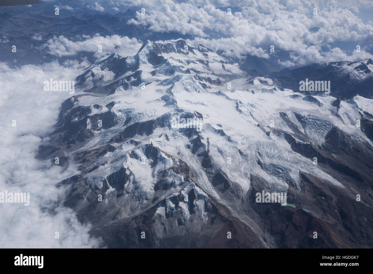 Cordillera Real vicino a La Paz con Ancohuma 6520 ms, Foto Stock