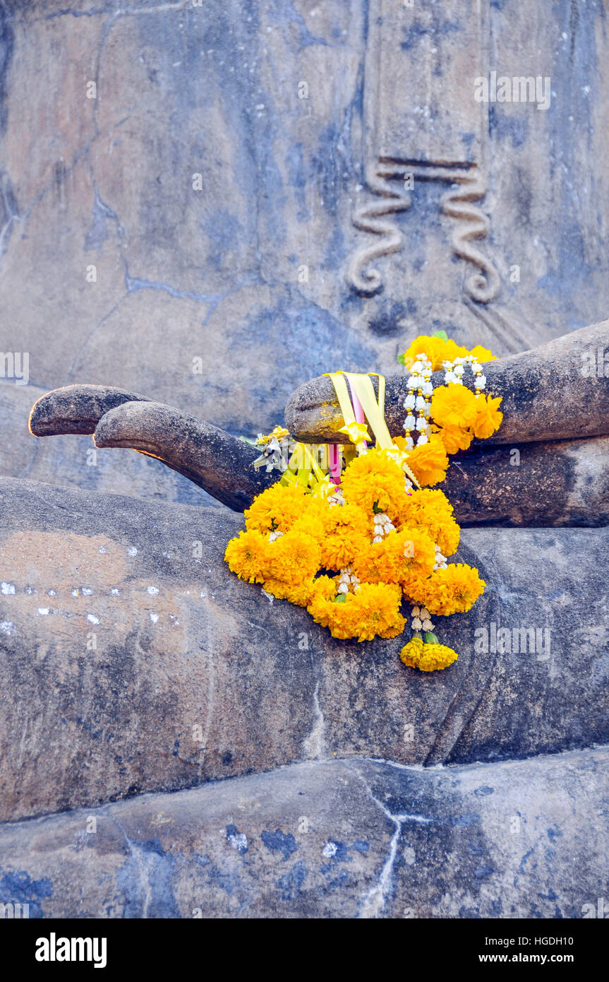 Gautama Buddha, mano, Wat Mahathat, il parco storico di Sukhothai, Foto Stock