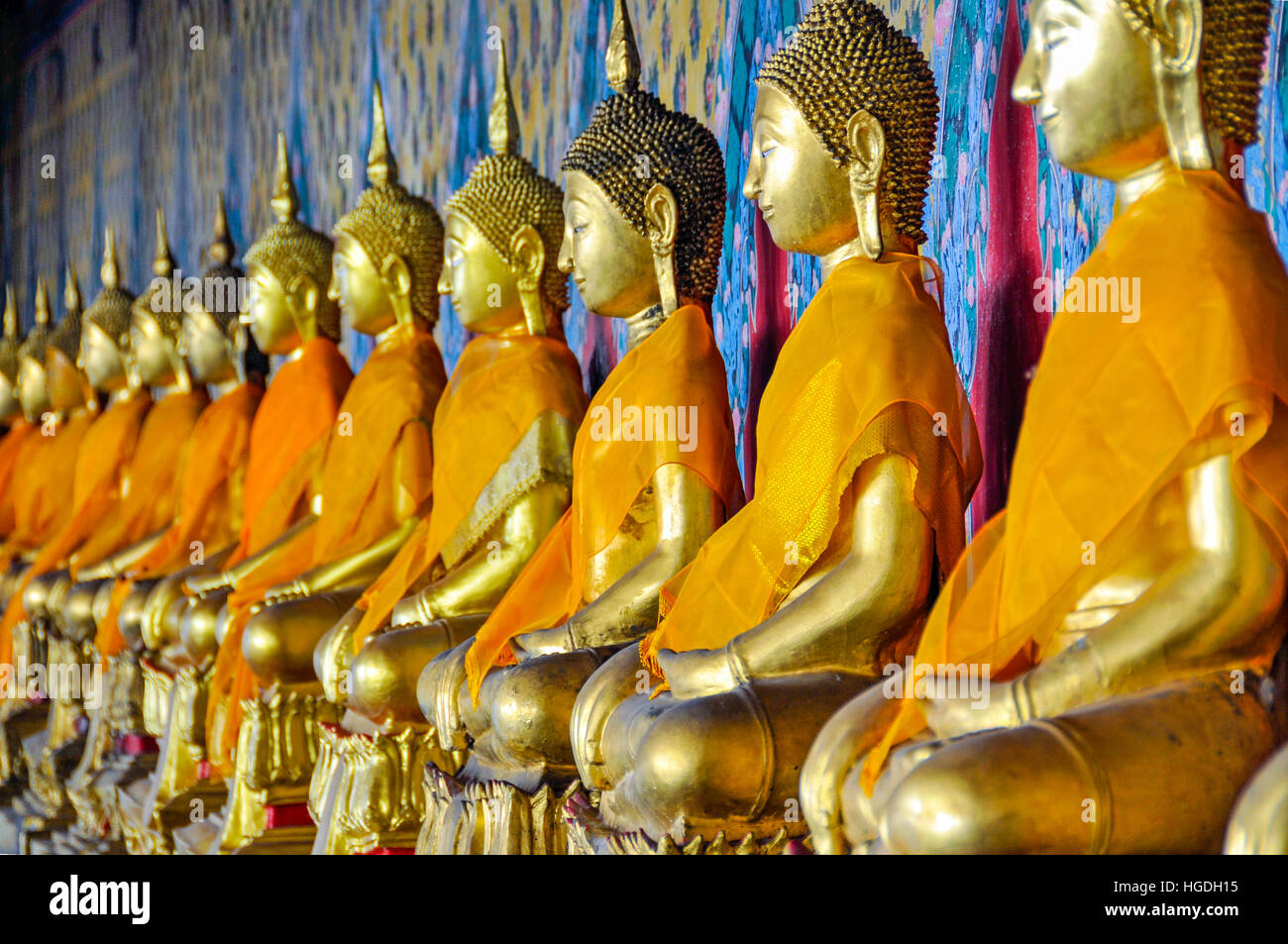 Statue di Buddha, Wat Arun Bangkok, Thailandia, Foto Stock