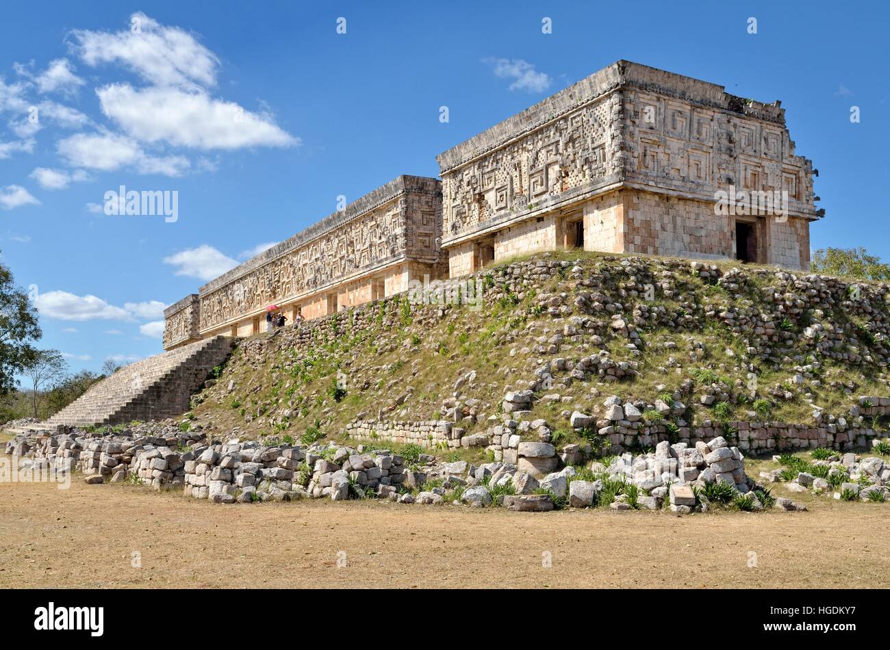 Palacio del Gobernador, palazzo del governatore, città maya di Uxmal, Yucatan, Messico Foto Stock