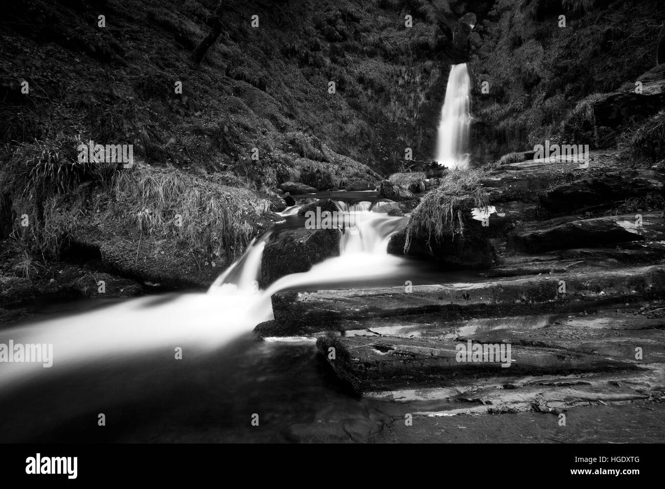 Fotografia di © Jamie Callister. Pistyll Rhaeadr, il Galles cascata più alta, Llanrhaeadr Ym Mochant, Denbighshire, il Galles del Nord, Foto Stock