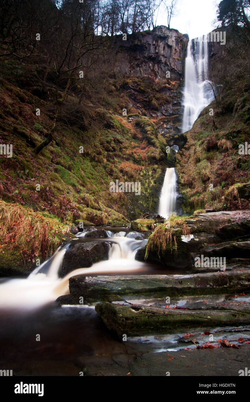 Fotografia di © Jamie Callister. Pistyll Rhaeadr, il Galles cascata più alta, Llanrhaeadr Ym Mochant, Denbighshire, il Galles del Nord, Foto Stock