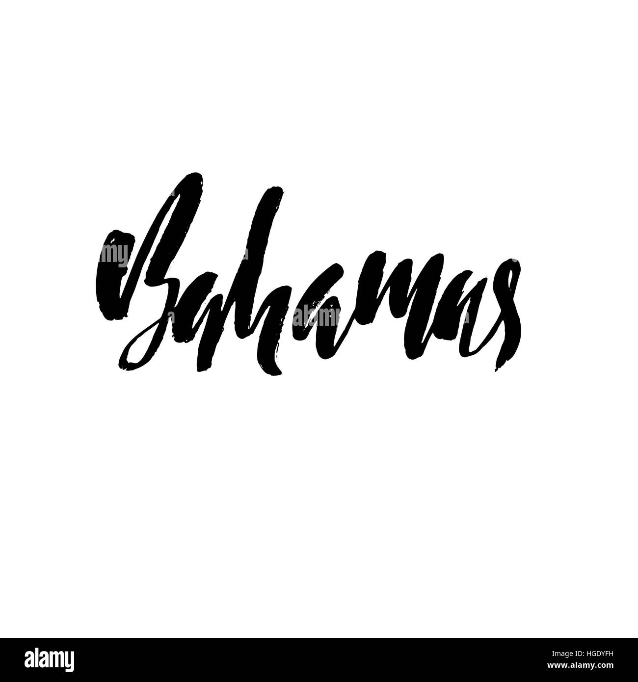 Le Bahamas, mano-letterati vernice, disegnati a mano la calligrafia, illustrazione vettoriale. Illustrazione Vettoriale