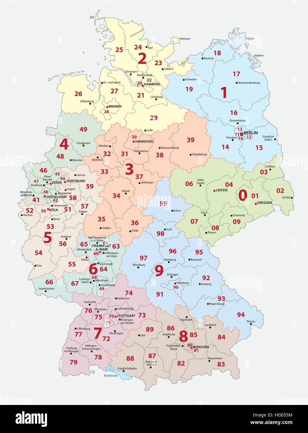 In Germania i codici postali mappa Illustrazione Vettoriale