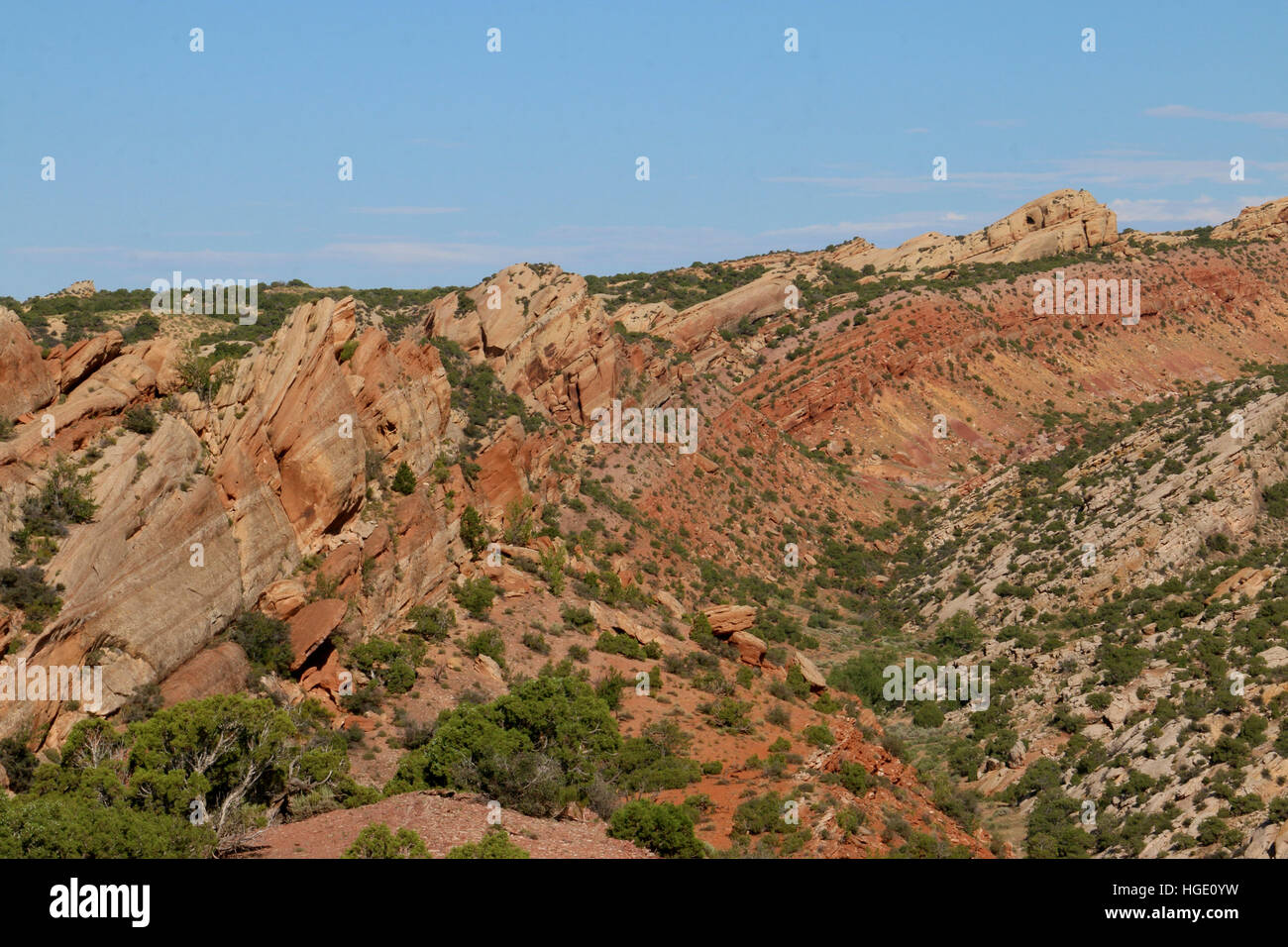 Inclinato gli strati di roccia Dinosaur National Monument Utah Foto Stock
