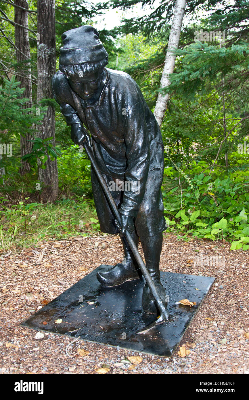 Maine; Calais, Saint Croix internazionale sito storico, scultura in bronzo, Studio EIS, Ivan Schwartz, Foto Stock