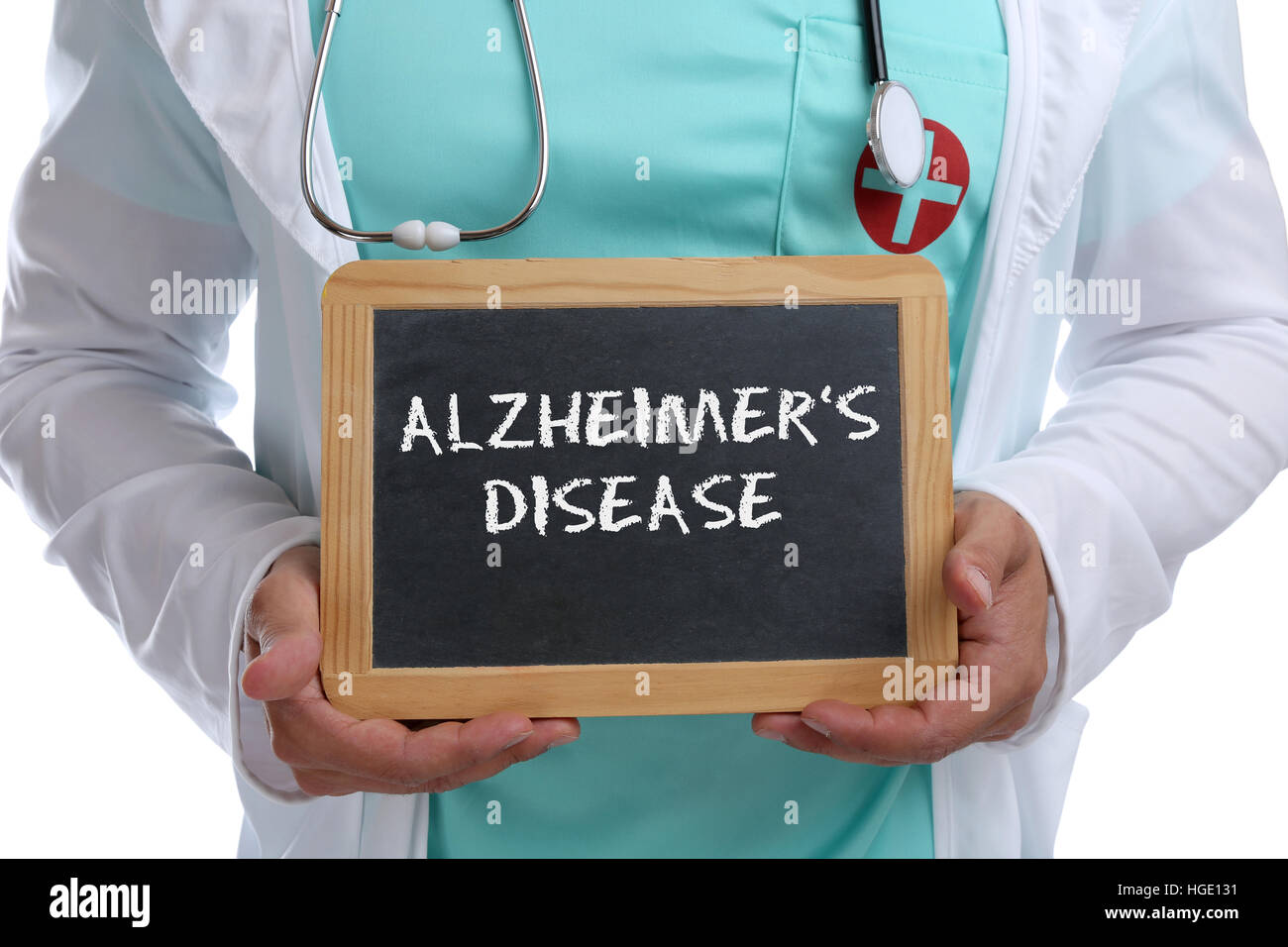 La malattia di Alzheimer malattia di Alzheimer il morbo di Alzheimer mal malattia salute sano giovane medico con segno Foto Stock