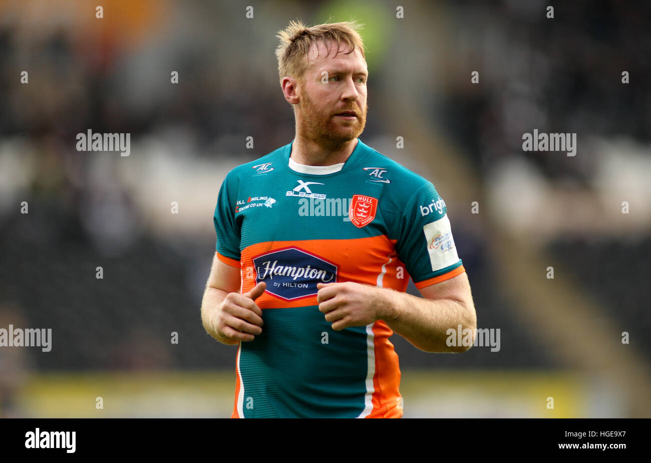 KCOM Stadium, Hull, Regno Unito. 8 Gen, 2017. Hull FC v della carena KR Clive Sullivan Trophy Pre- Stagione 2017 Friendly. David Hodgson di Hull KR in azione vs Hull FC Picture by © Stephen Gaunt/Touchlinepics.com/Alamy Live News Foto Stock