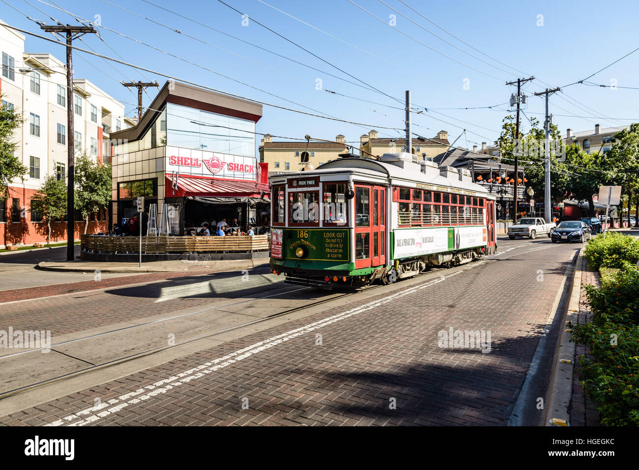 Green Dragon linee M carrello vintage, McKinney Avenue, Dallas, Texas Foto Stock