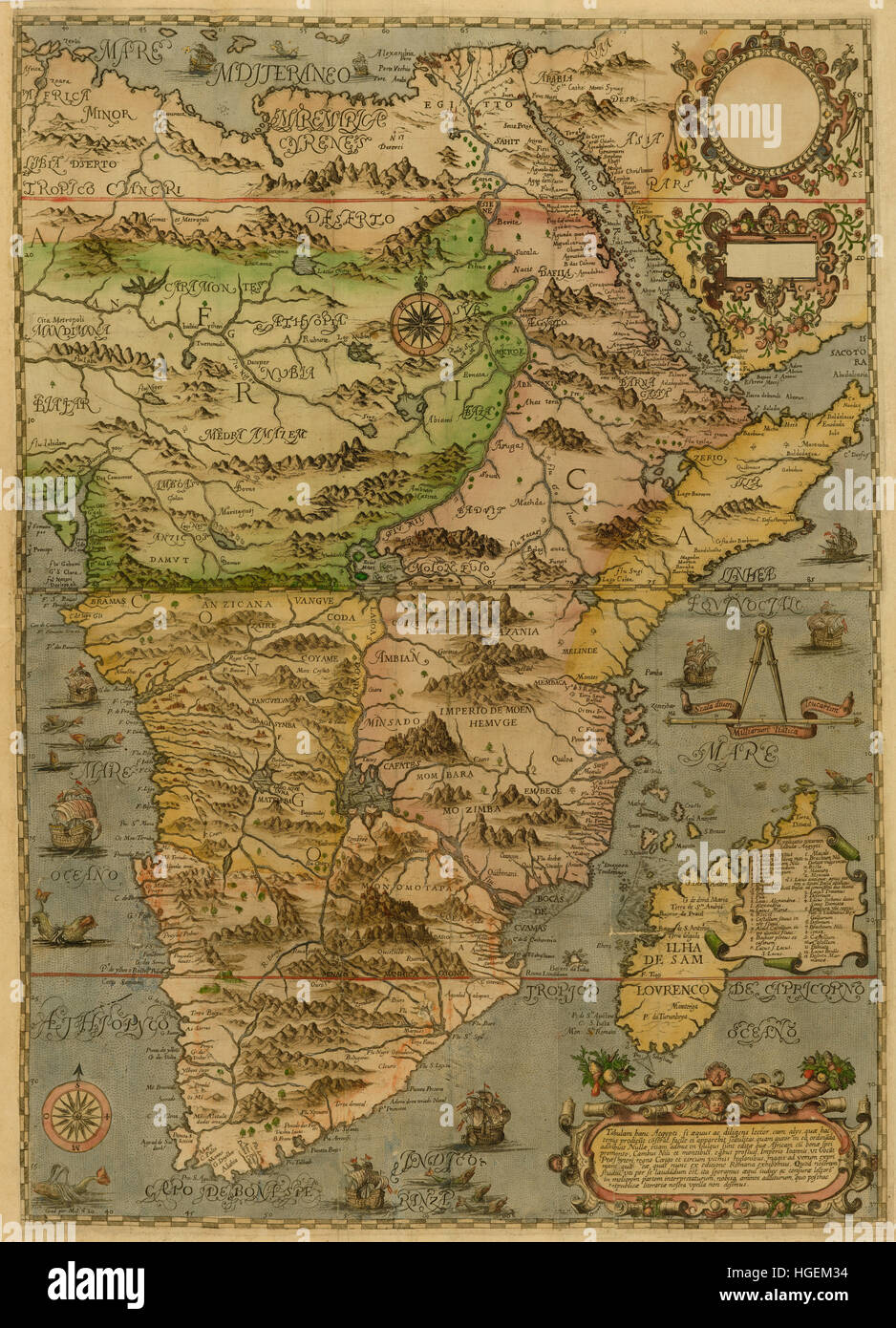 Mappa di Africa 1597 Foto Stock