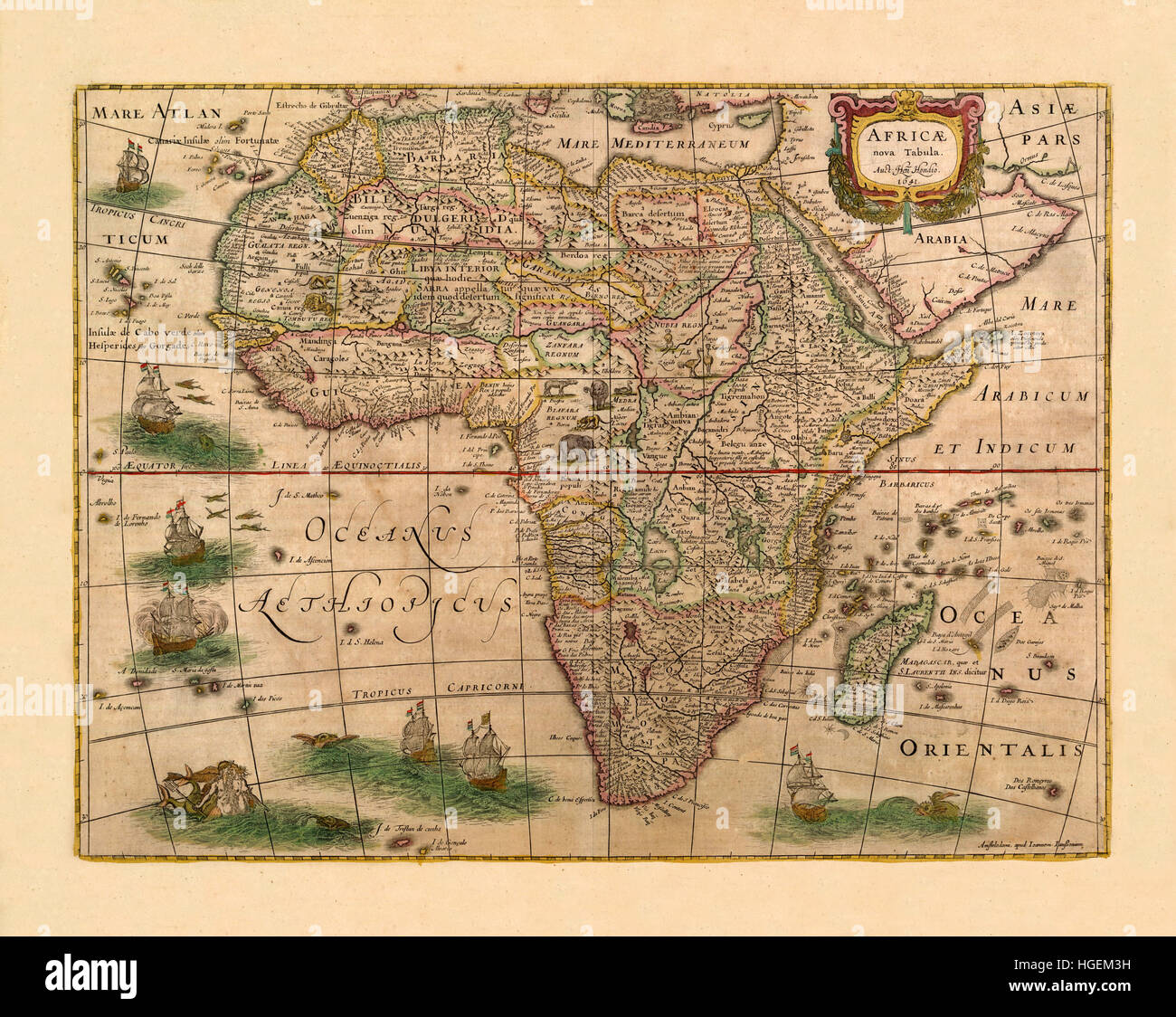Mappa di Africa 1641 Foto Stock