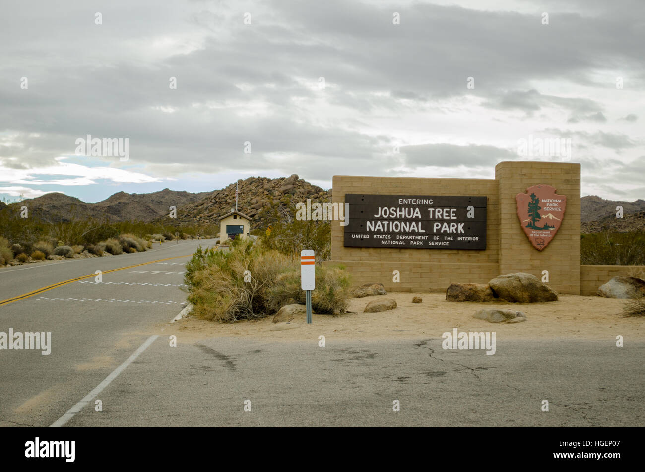 Ingresso al parco vicino 29 Palms per il parco nazionale di Joshua Tree Foto Stock