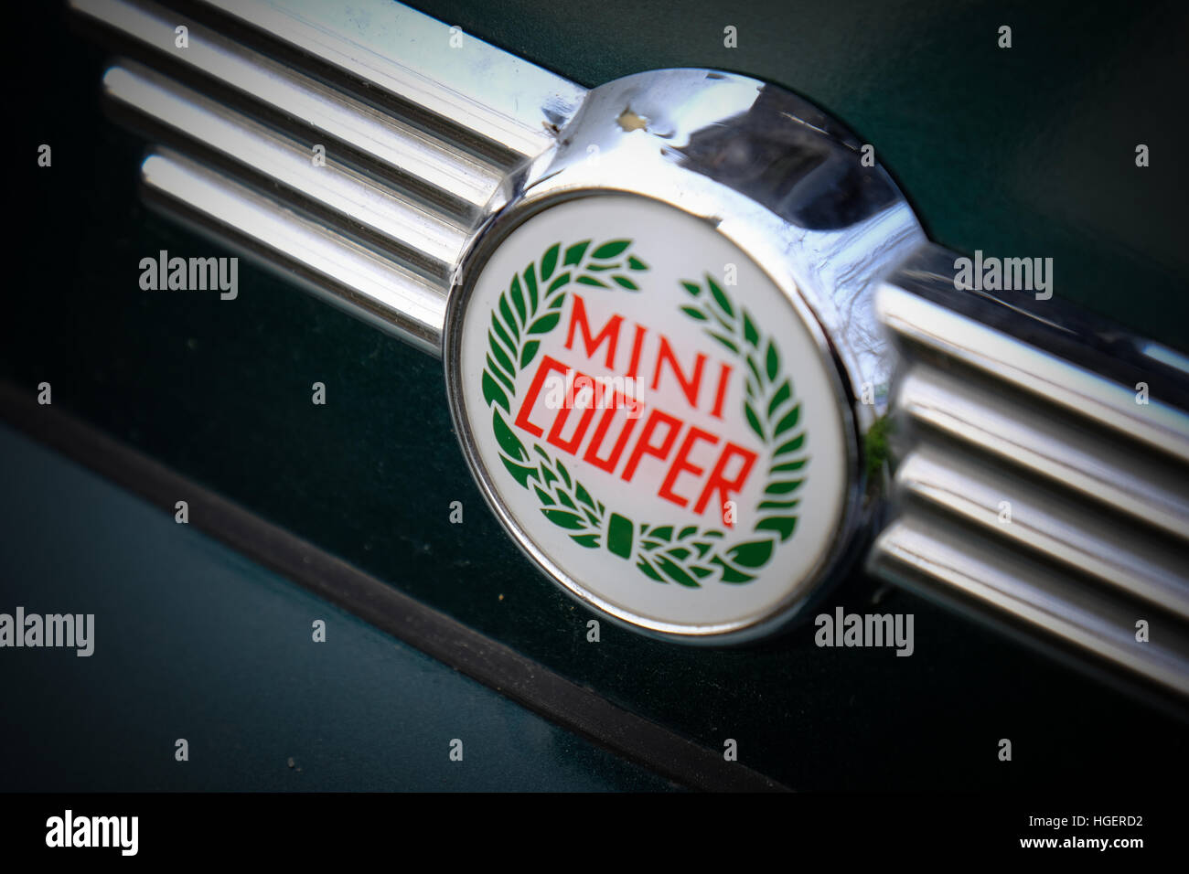 Mini Cooper badge del cofano Foto Stock