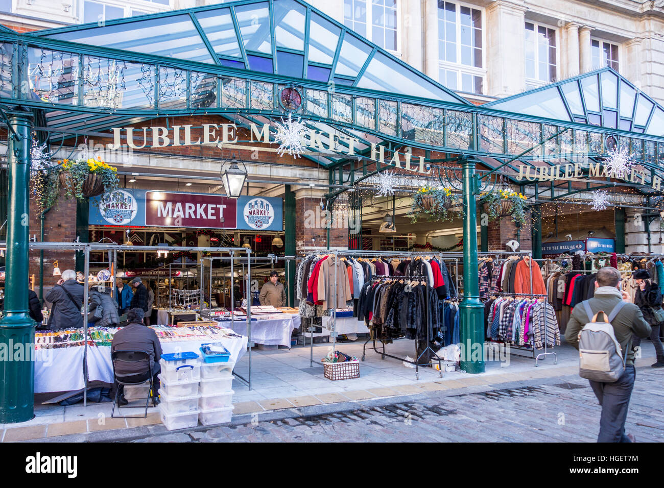 Giubileo sala mercato rifilato per il Natale 2016, Covent Garden di Londra, Regno Unito Foto Stock